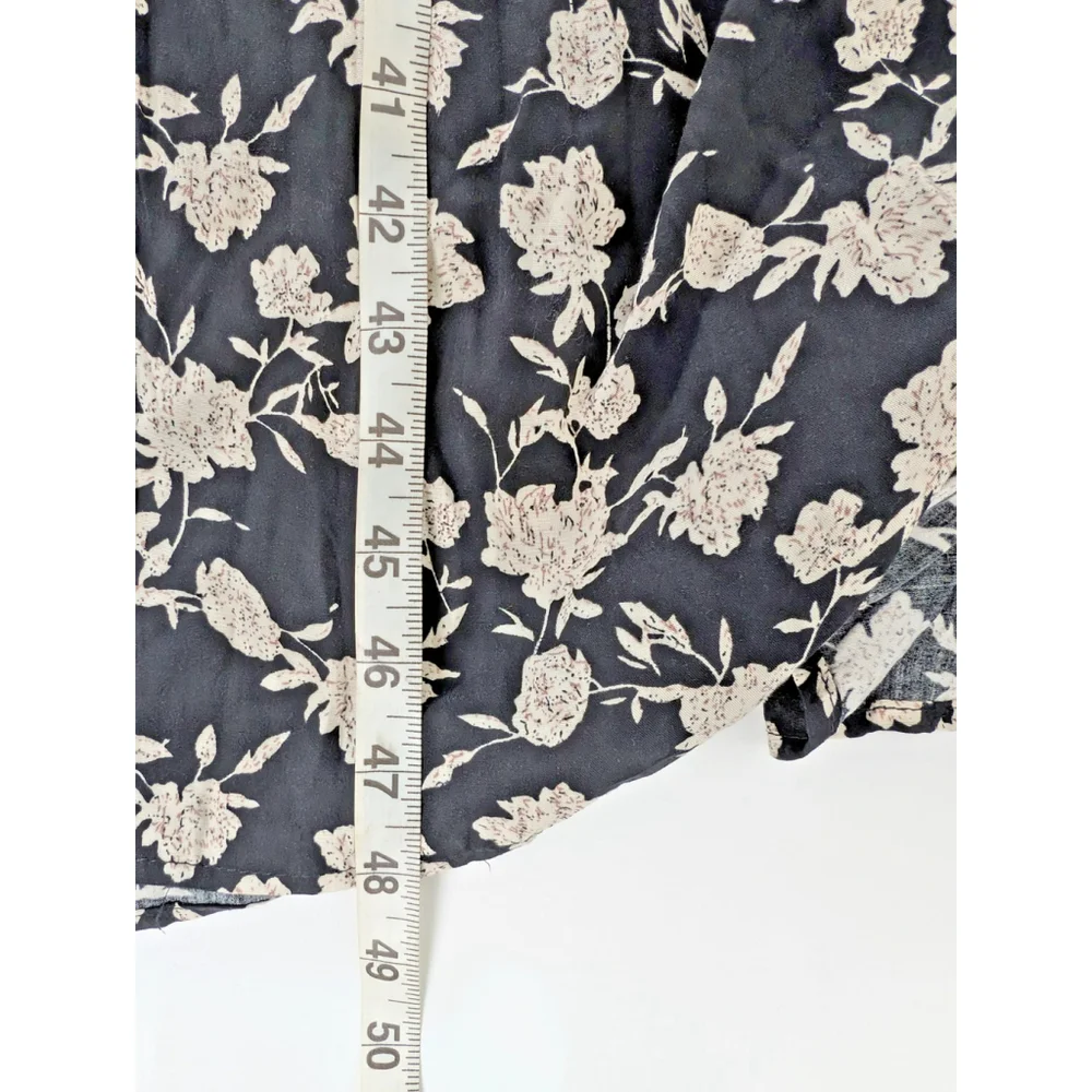 Neuflora Floral Smocked Tiered Ruffle Black Maxi Sz L Prairie Boho Modest Dress - Picture 13 of 13